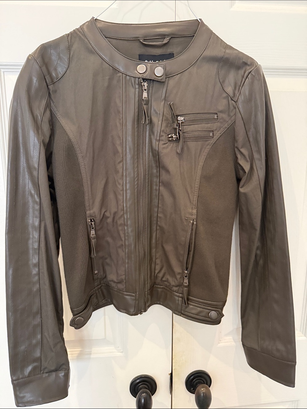 NWT Moto Mixed faux leather moto jacket